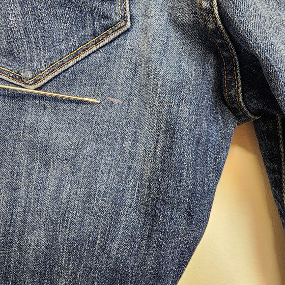 Levis Bold Curve Low Rise Bootcut Jeans Size 29" Blue Distressed Cowgirl Y2K - Picture 9 of 13